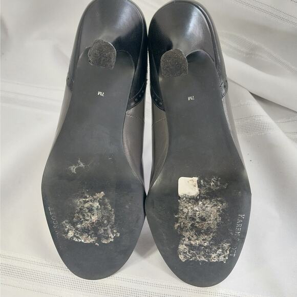 KAREN SCOTT! KENWOOD ALL GENUINE LEATHER BLACK, GRAY PERFORATED HEELS! SZ 7M - Picture 7 of 8
